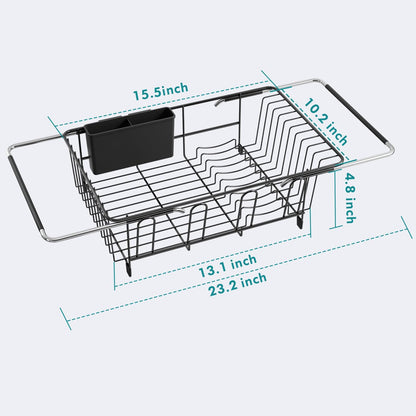 Dish Drying Rack in Sink, Over The Sink Colander Strainer Basket, Stainless Steel Strainer Basket