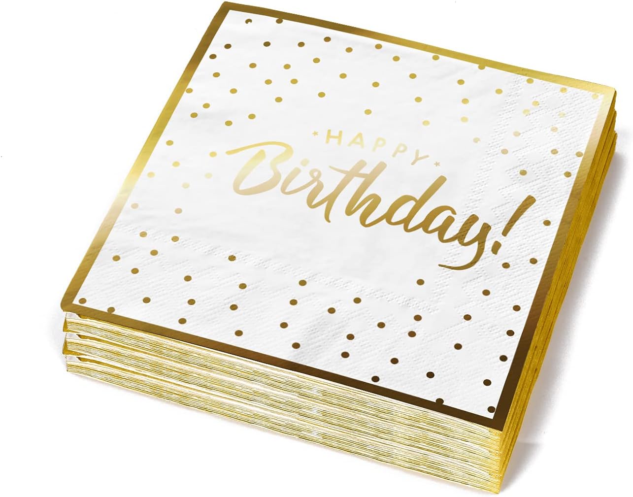 Gatherfun Birthday Party Supplies Napkins Disposable Paper Napkins with Gold Stamping for Adults