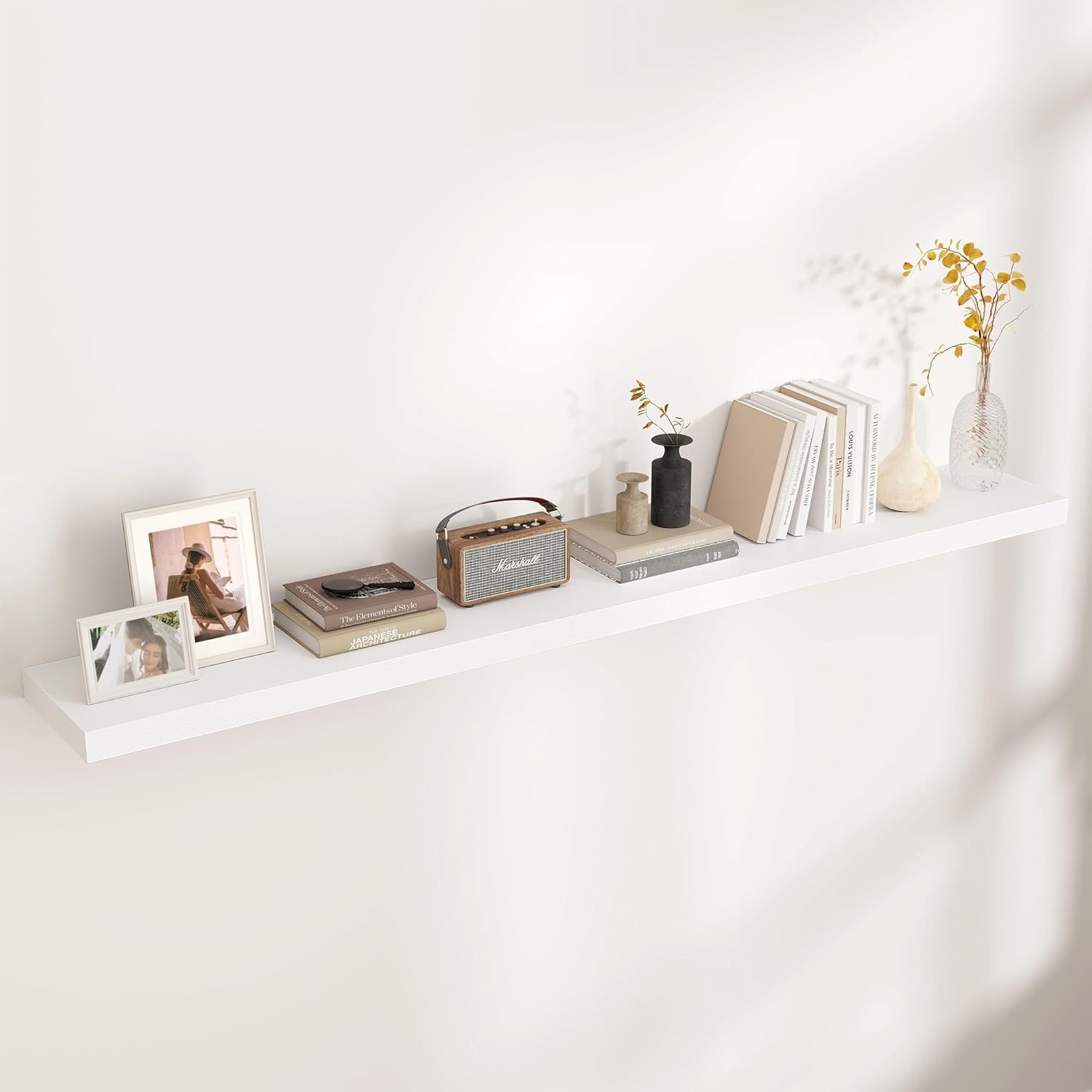 Floating Shelves for Wall, Large Wall Mounted Shelves with Invisible Brackets, Long Wood Floating