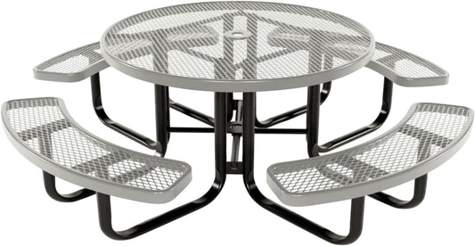 Heavy-Duty Portable Outdoor Kids Table with Umbrella Hole, Expanded Metal Kids Picnic Table