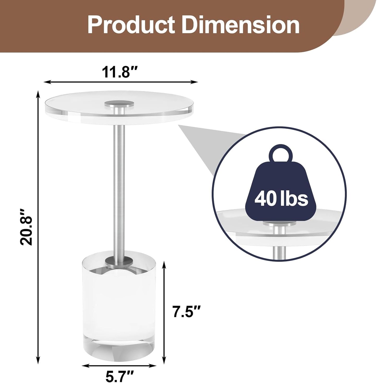 Acrylic End Table, Modern Minimalist Acrylic Side Tables, Clear Side Table for Living Room