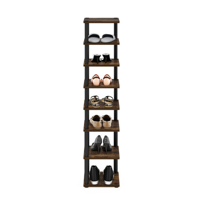 Furinno Turn-N-Tube Vertical Shoe Rack, 8-Tier Narrow Shoe Organizer, Free Standing Shoe Storage