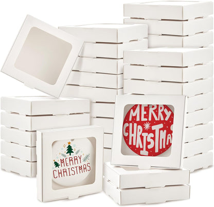 50 Pcs Sublimation Ornament Blanks Box 3.6"x3.6"x0.7" Christmas Ornaments Holder Ceramic Discs