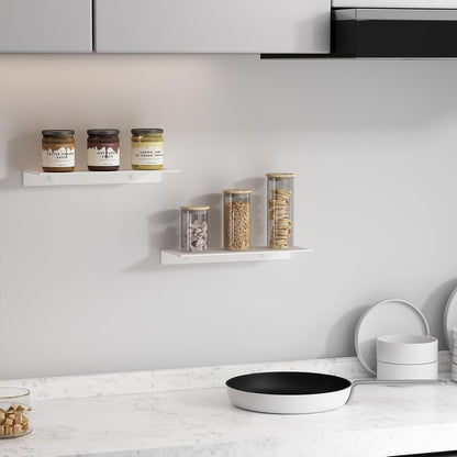 JOOM White Floating Shelves for Wall Storage, Metal Wall Shelves for Living Room, Bathroom