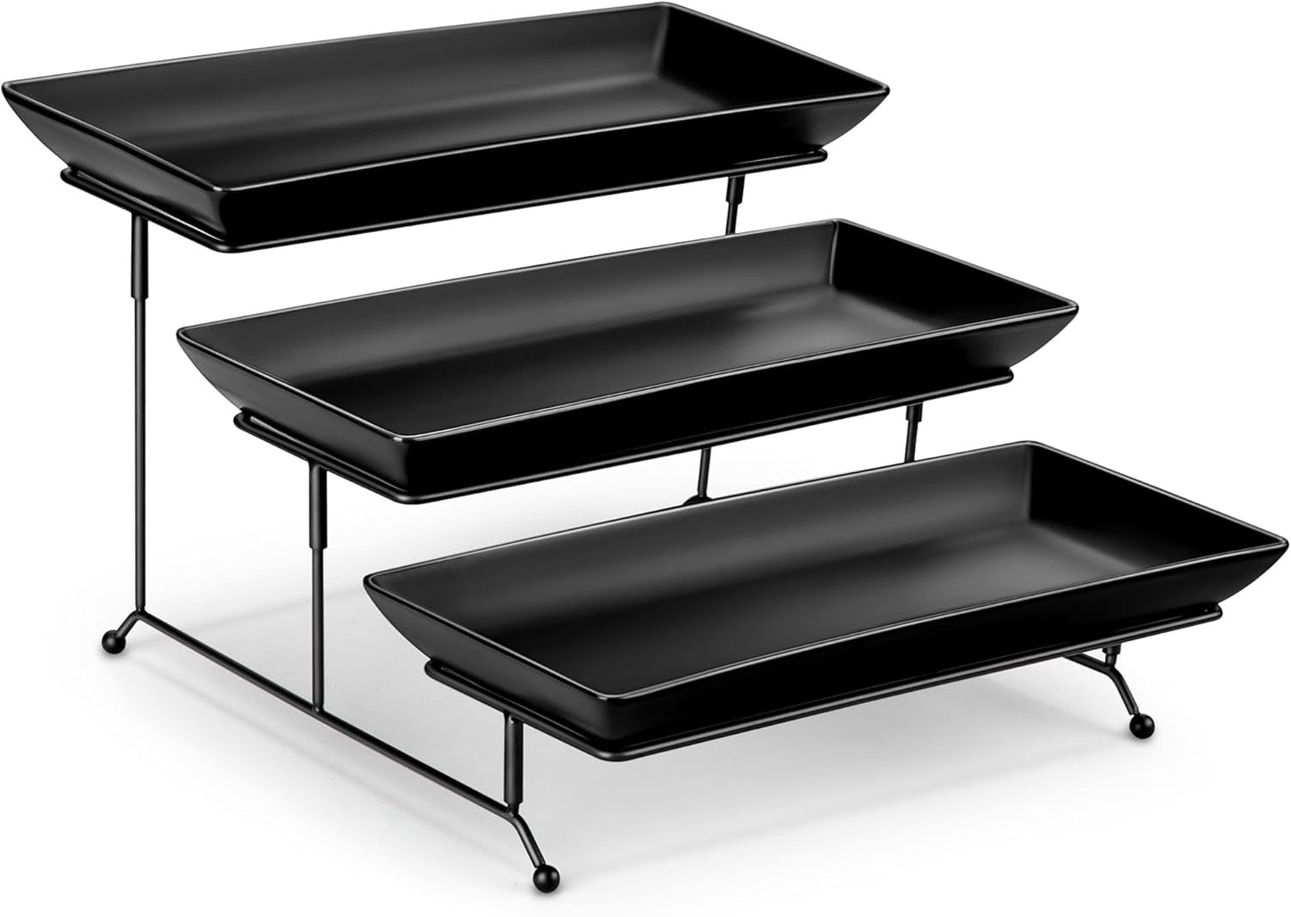 MALACASA 3 Tier Serving Trays for Party, Stoneware Serving Platters and Trays, 14 Inch Tiered Tray