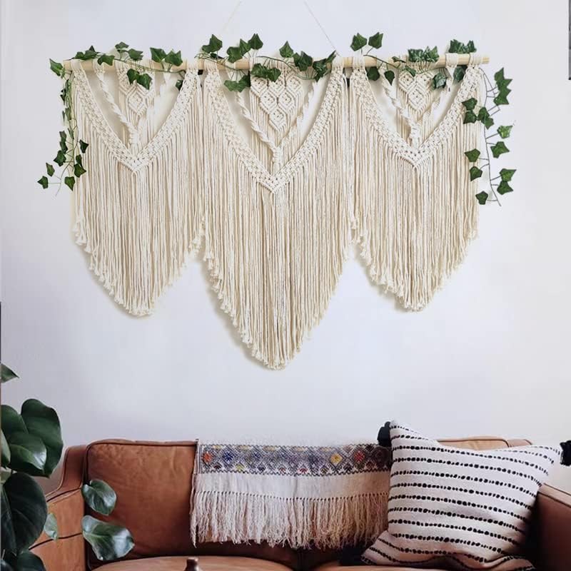 guzhiou large macrame wall hanging - Boho Tapestry Macrame Wall Decor Art- Chic Bohemian Handmade