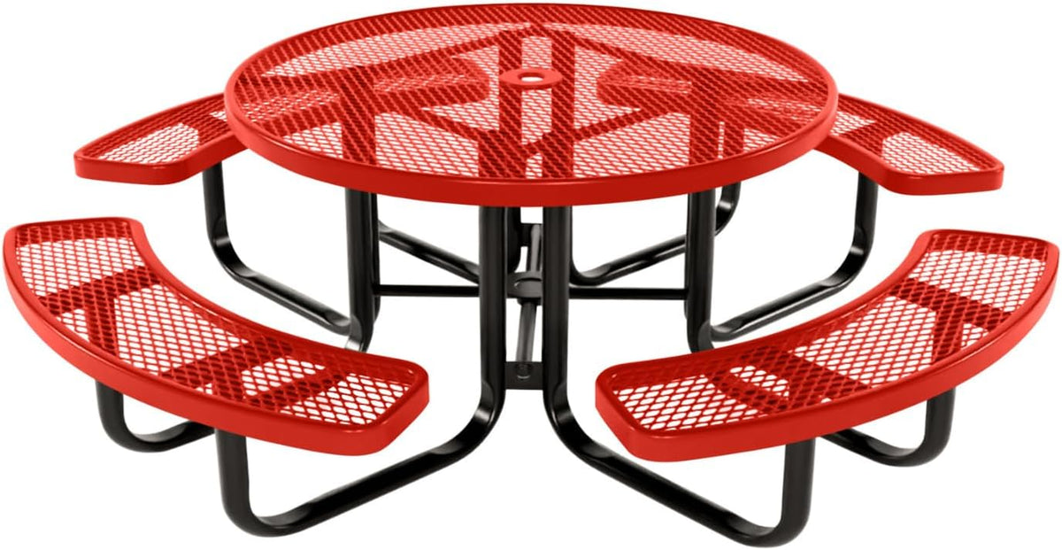 Coated Outdoor Furniture Heavy-Duty Portable Outdoor Kids Table with Umbrella Hole, Expanded Metal