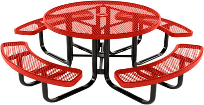Coated Outdoor Furniture Heavy-Duty Portable Outdoor Kids Table with Umbrella Hole, Expanded Metal