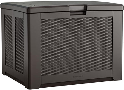 Rubbermaid Medium Resin Outdoor Storage Deck Box (74 Gal) Weather Resistant Brown Deck Organization