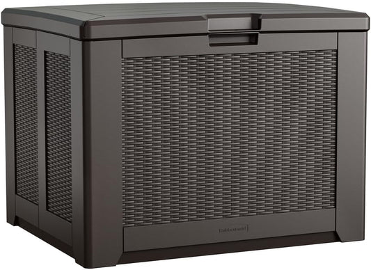Rubbermaid Medium Resin Outdoor Storage Deck Box (74 Gal) Weather Resistant Brown Deck Organization