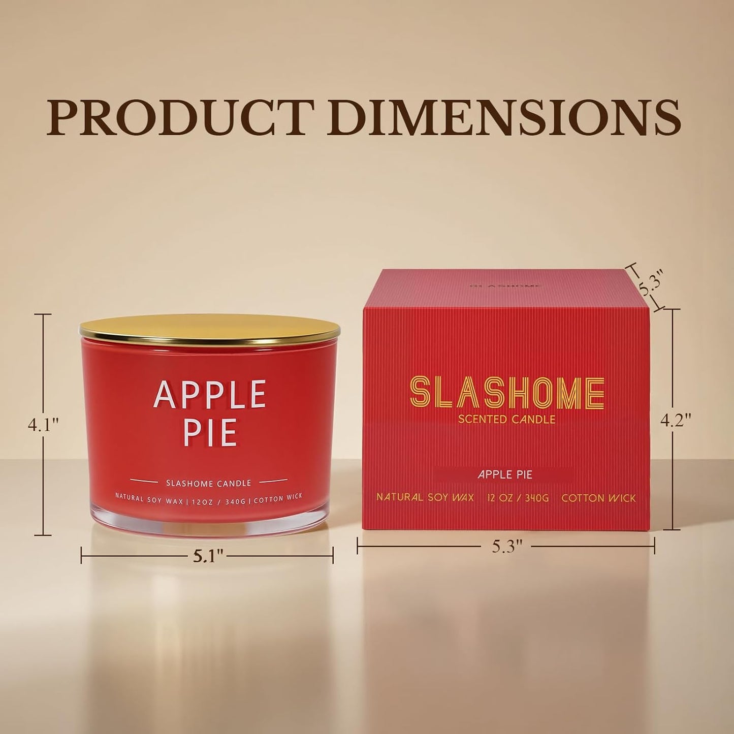 Apple Pie Fall Candle, Large 12oz 3 Wick Luxury Candle, Elegant Autumn Gift for Women & Men, 60+