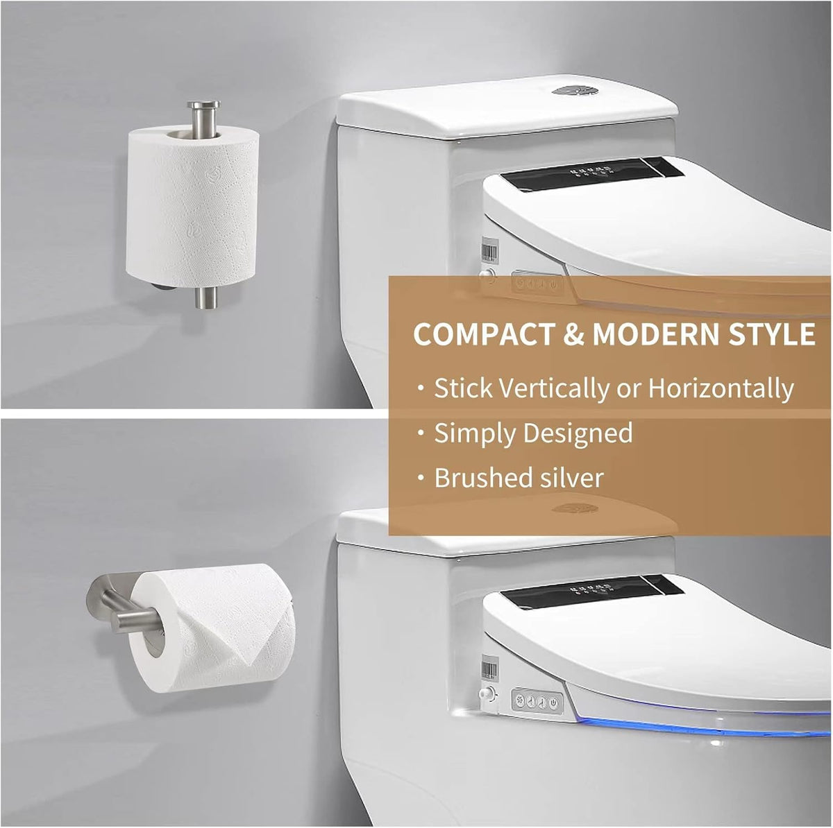 Toilet Paper Holder,Brushed Nickel,Wall Mount, Upgraded Adhesive Toilet Roll Holder,no