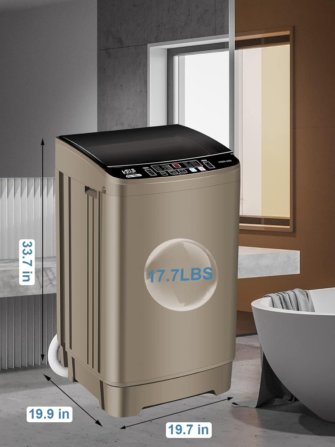 17.7 lbs Full Automatic Washing Machine with LED Display Compact Washing Machine with Drain Dump