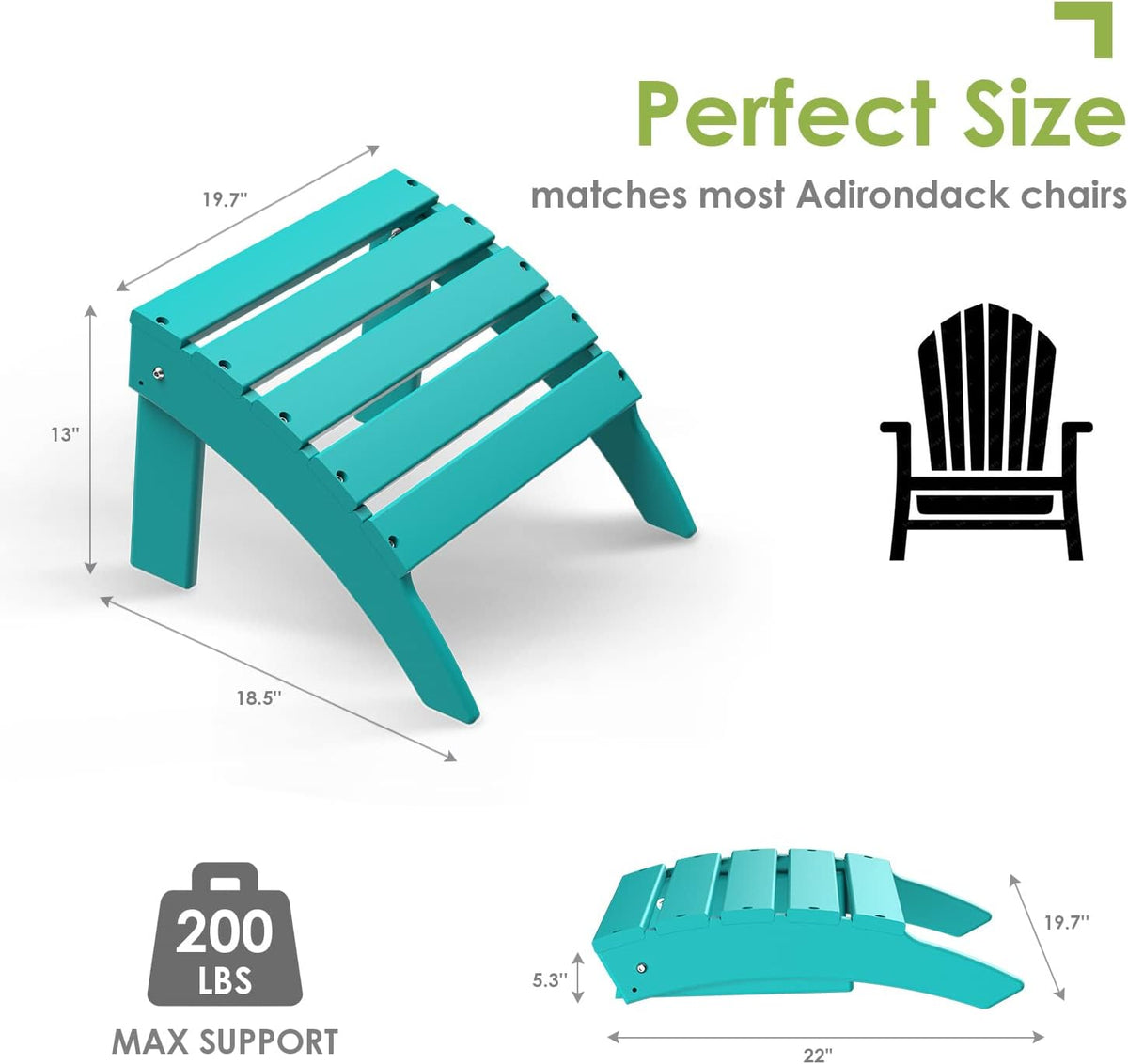 GREENVINES Adirondack-Ottoman | HDPE Plastic | Outdoor Footrest | All Weather | Foot Rest | Foot