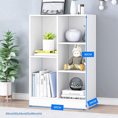 IOTXY Open Shelf Low Bookcase - Wooden 3-Tier Floor Standing Display Cabinet Organizer with Base, 5