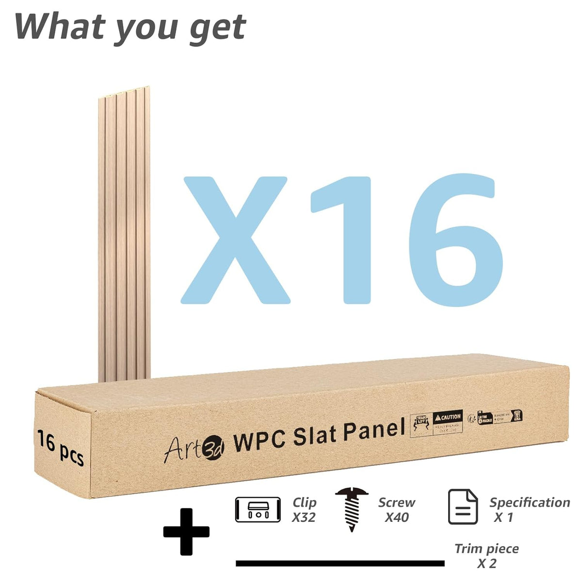 Art3d WPC Wainscoting Panels, 16-Pack 48 x 6 Inch 3D Wall Accents for Interior Wall Decor, Living