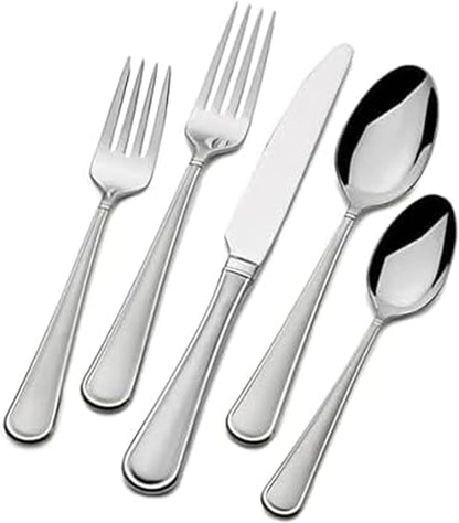 Mikasa, Virtuoso Frost Flatware Service for 12, 65 Piece Set, 18/10 Stainless Steel, Silverware Set