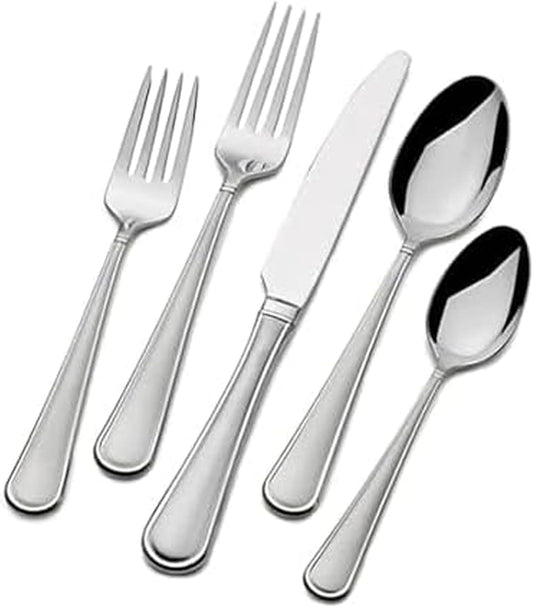 Mikasa, Virtuoso Frost Flatware Service for 12, 65 Piece Set, 18/10 Stainless Steel, Silverware Set