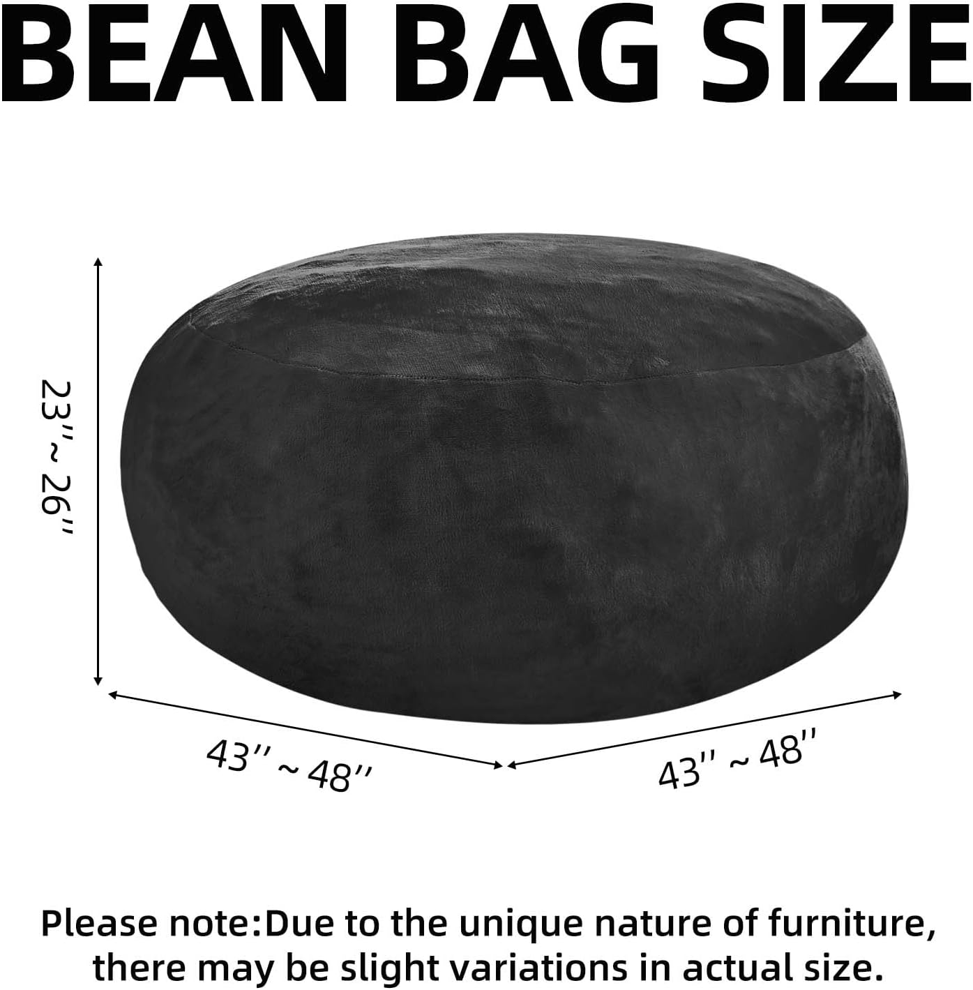 Bean Bag Chair 4Ft, Memory Foam Filled, Large Beanbag Chairs for Adults and Teens, Soft Sofa with