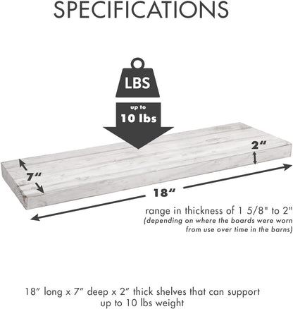 Urban Legacy Reclaimed Barnwood Planks | Floating Shelves for Wall w/Flush Mount Shelf Bracket Set
