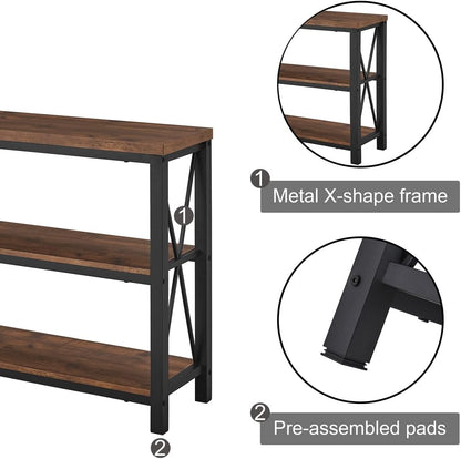 BON AUGURE Rustic Entryway Table, Farmhouse Hallway Table, Console Tables for Entryway, 3 Tier Sofa