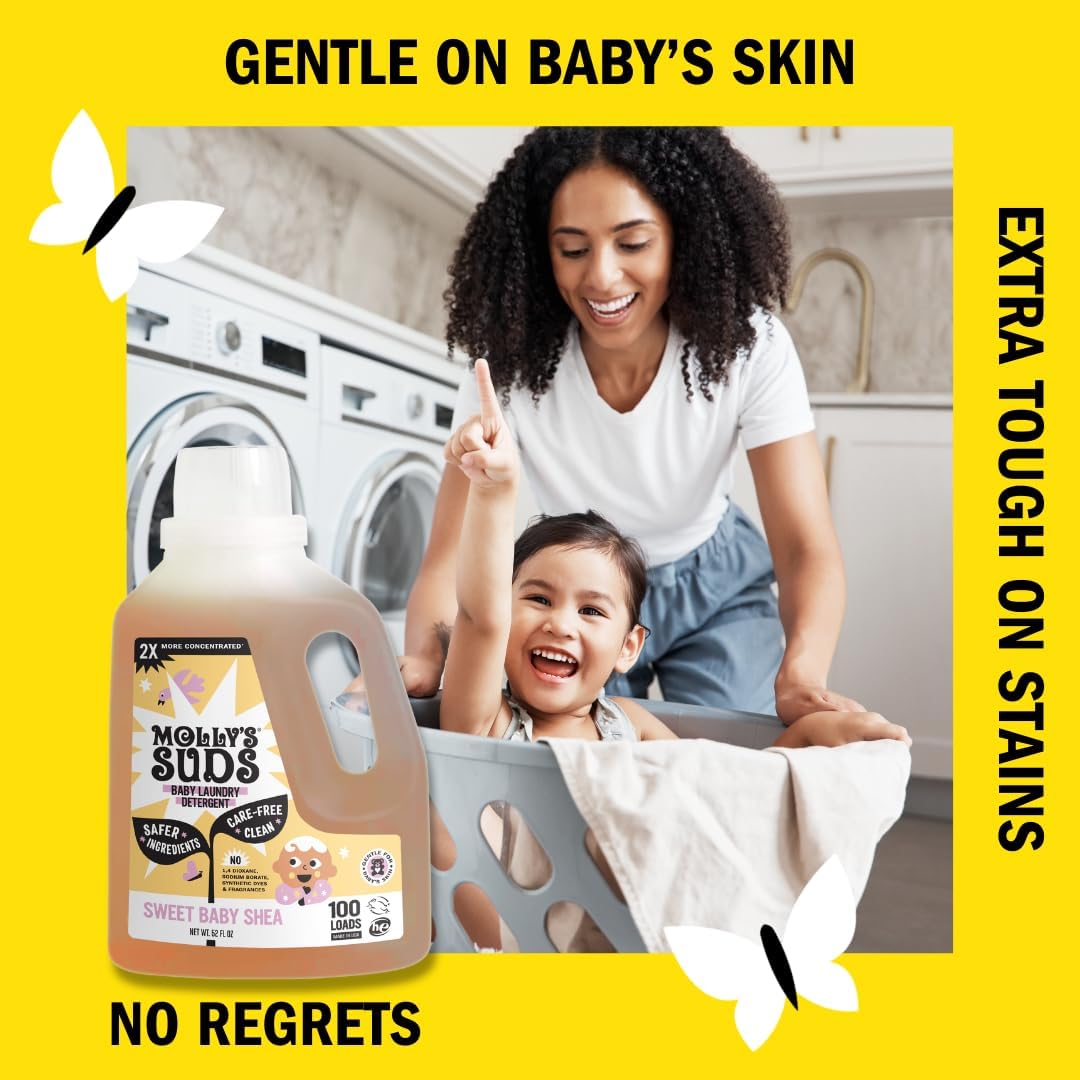 Molly's Suds Baby Liquid Laundry Detergent | Removes Formula, Poop & Spit-Up Stains | Extra Gentle