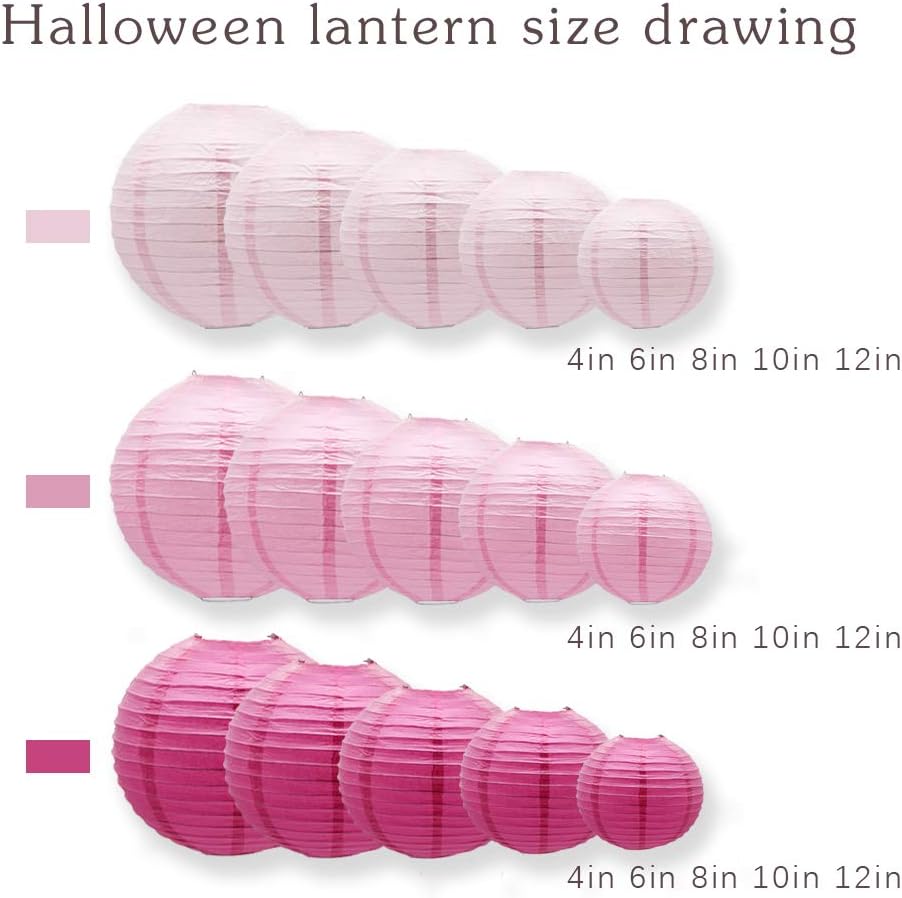 Round Chinese Paper Lanterns Decorative 15pcs Wedding Birthday Party Valentine's Day Baby Showers