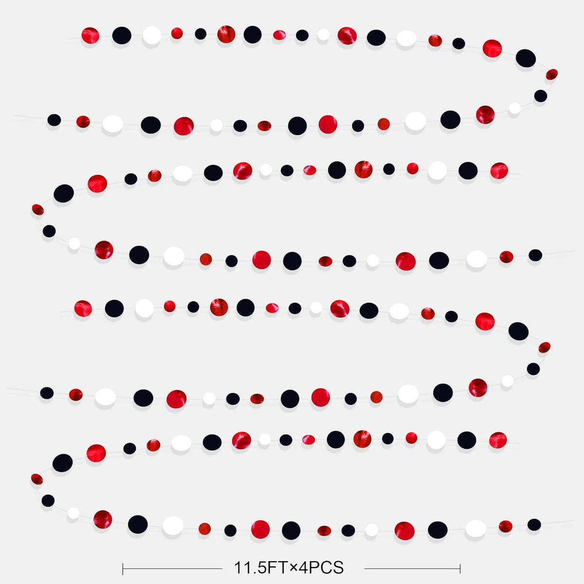 46 Ft Red Black and White Circle Dots Garland Hanging Paper Polka Dots Streamer for Graduations