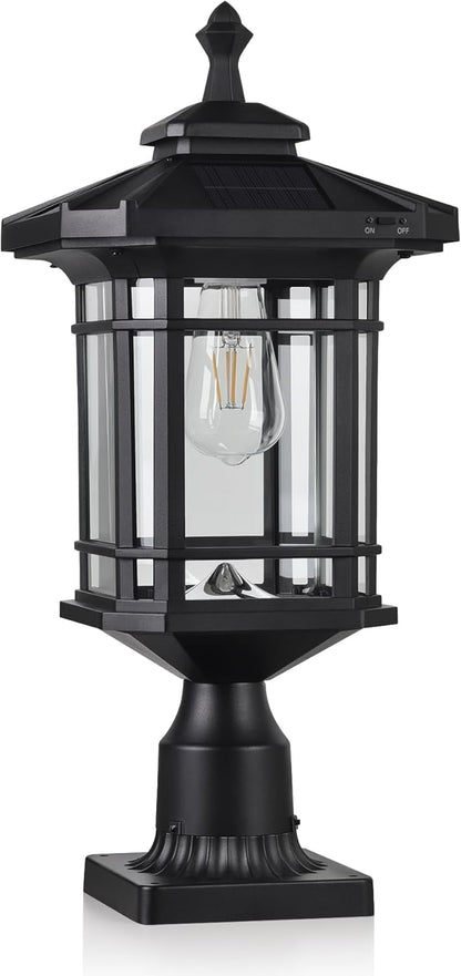 Kemeco Solar Post Light Outdoor, ST4338Q Dusk to Dawn Post Lamp Solar Powered with Pier Mount Base
