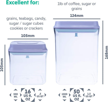BopTop (2pc Set) Airtight Food Storage Container – Mechanical Silicone Seal Canister - BPA-Free