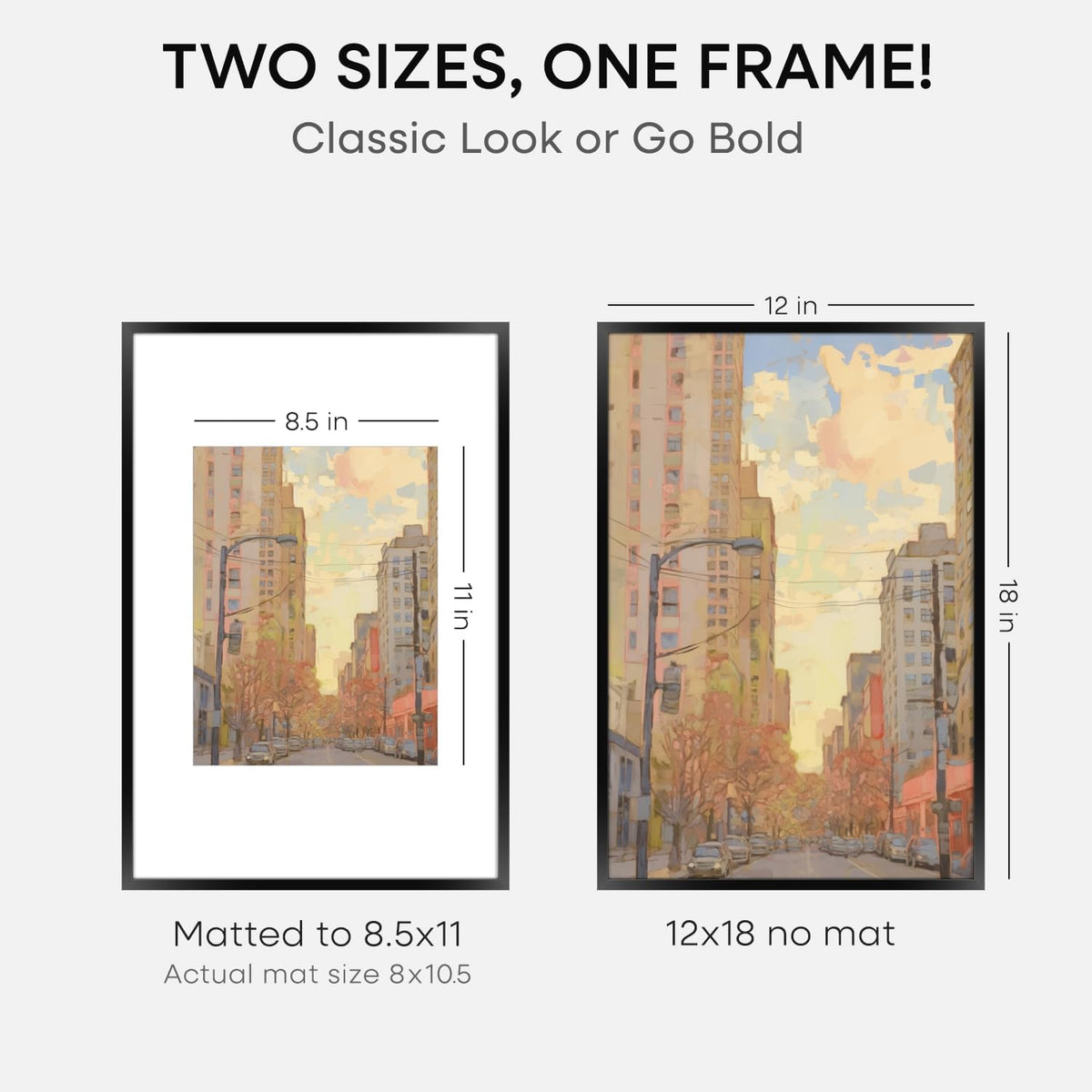 Homeforia 12x18 Picture Frame Black, High End Metal 12x18 Poster Frames with Mat 8.5x11 Photo, 12 x