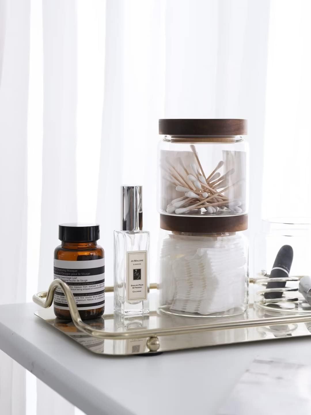 Kanwone Glass Storage Jars Set of 6, 17 Ounce Airtight Food Storage Containers with Bamboo lids