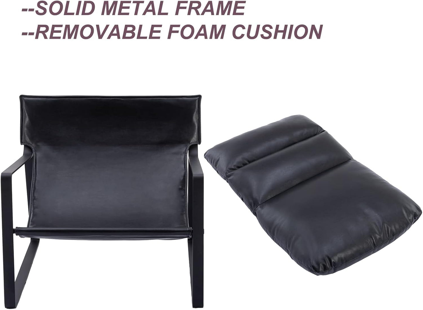 DUOMAY Mid-Century Accent Chair Armchair Set of 2, Comfy PU Leather Leisure Chair Lazy Chair with