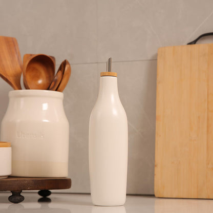 HOMCDALY Ceramic Olive Oil Dispenser for Kitchen, Stoneware 16oz Oil and Vinegar Bottles Dispenser