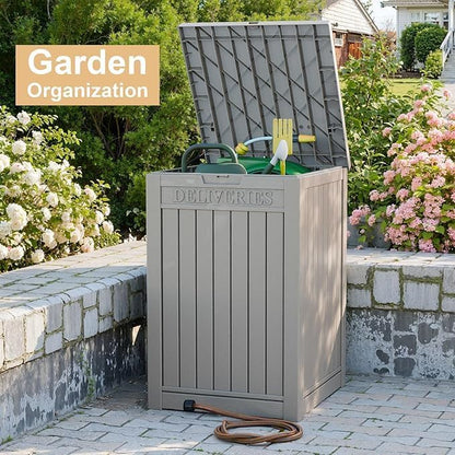DRATO 48 Gallon Package Delivery Box, Large Lockable Storage Box, Double-Wall Resin Outdoor Package