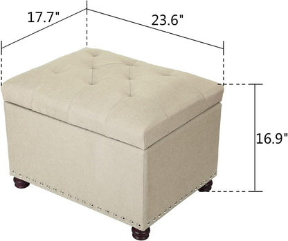 Joveco Storage Ottoman Bench Rectangular Fabric Organization Tufted Footrest for Living Room
