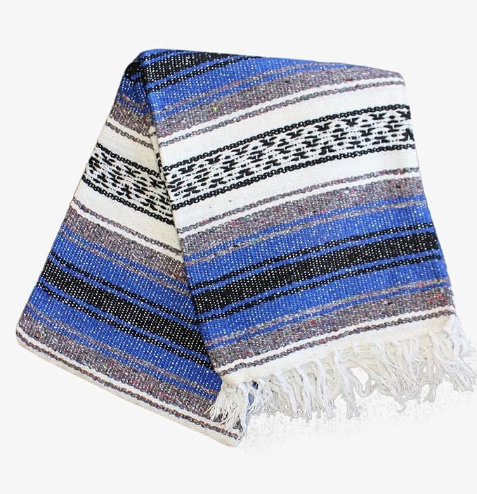 Del Mex Classic Mexican Blanket, Large Authentic Woven Falsa Throw (70"x50"), Artisan Southwest