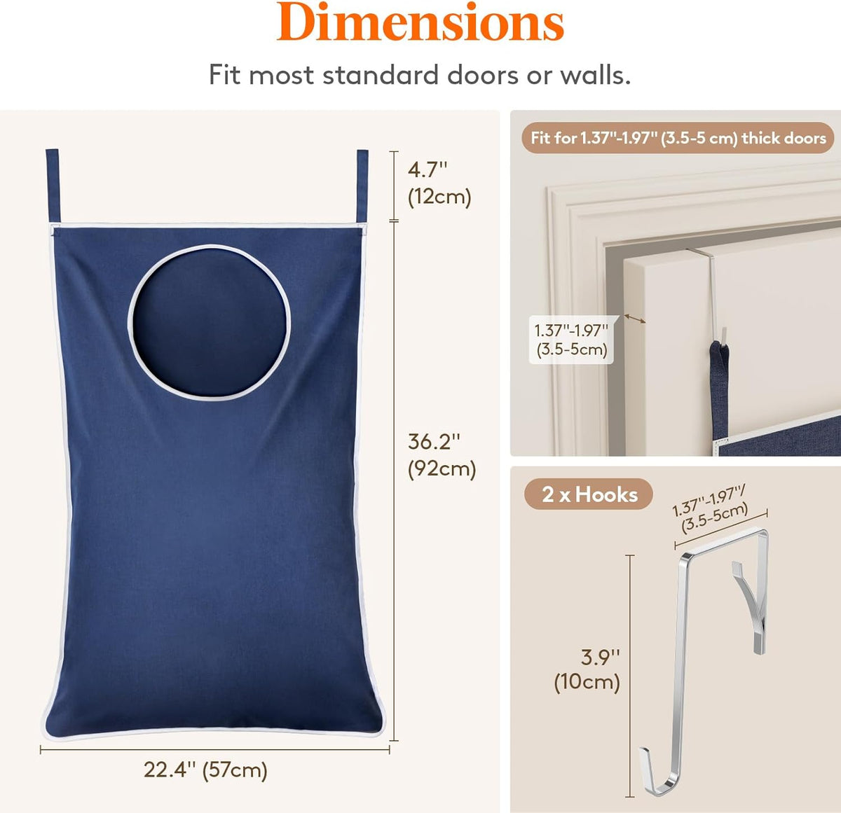 Lifewit Over Door Laundry Hamper, Large Collapsible Hanging Laundry Hamper, Hanging Laundry Basket