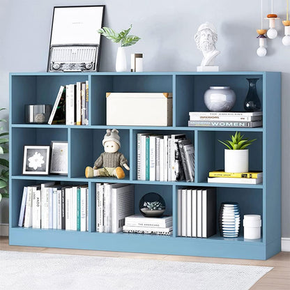 IOTXY Open Shelf Low Bookcase - Wooden 3-Tier Floor Standing Display Cabinet Organizer with Base