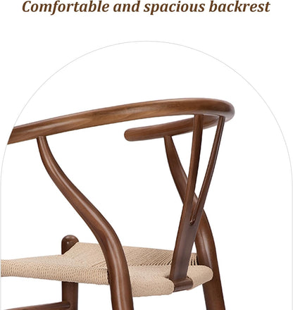 Wishbone Chair Natural Solid Wood Dining Chair/Hans Vegner Y Chair Rattan and Wood Accent Armrest