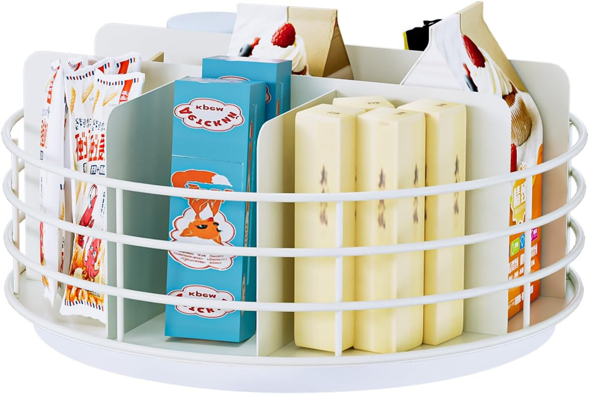 Snack Organizer - Versatile Snack Storage, Lazy Susan with Convenient Grab-and-Go Design, Metal