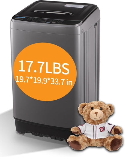 Full-Automatic Washing Machine 17.7 lbs Small Compact Portable 10 Wash Program & 8 Water Level