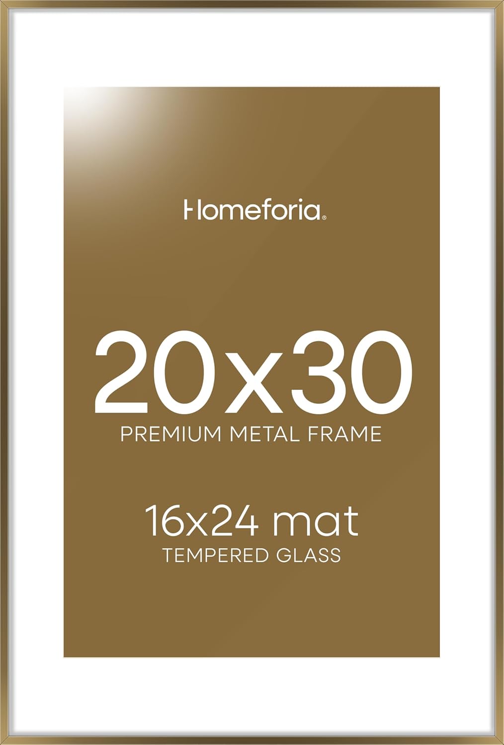 Homeforia 20x30 Picture Frame Bronze, High End Metal 20 x 30 Large Poster Frames with Mat 16 by 24