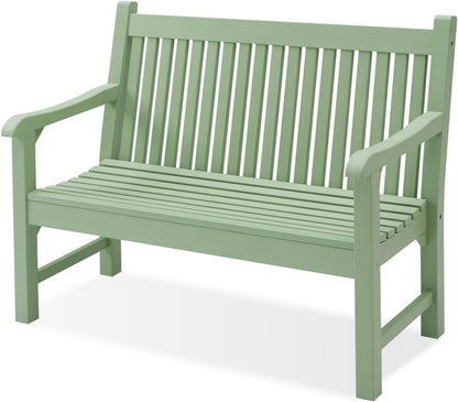 Psilvam Garden Bench, 2-Person Poly Lumber Patio Bench, All-Weather Outdoor Bench That Never Rot
