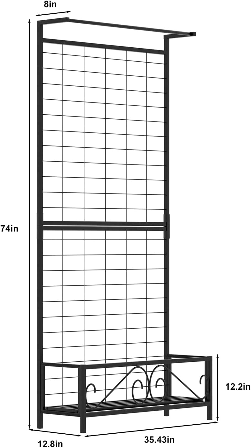 Zhongma Metal Planter with Trellis Raised Bed with Trellis for Vine Climbing Plants Flowers(12.8 x