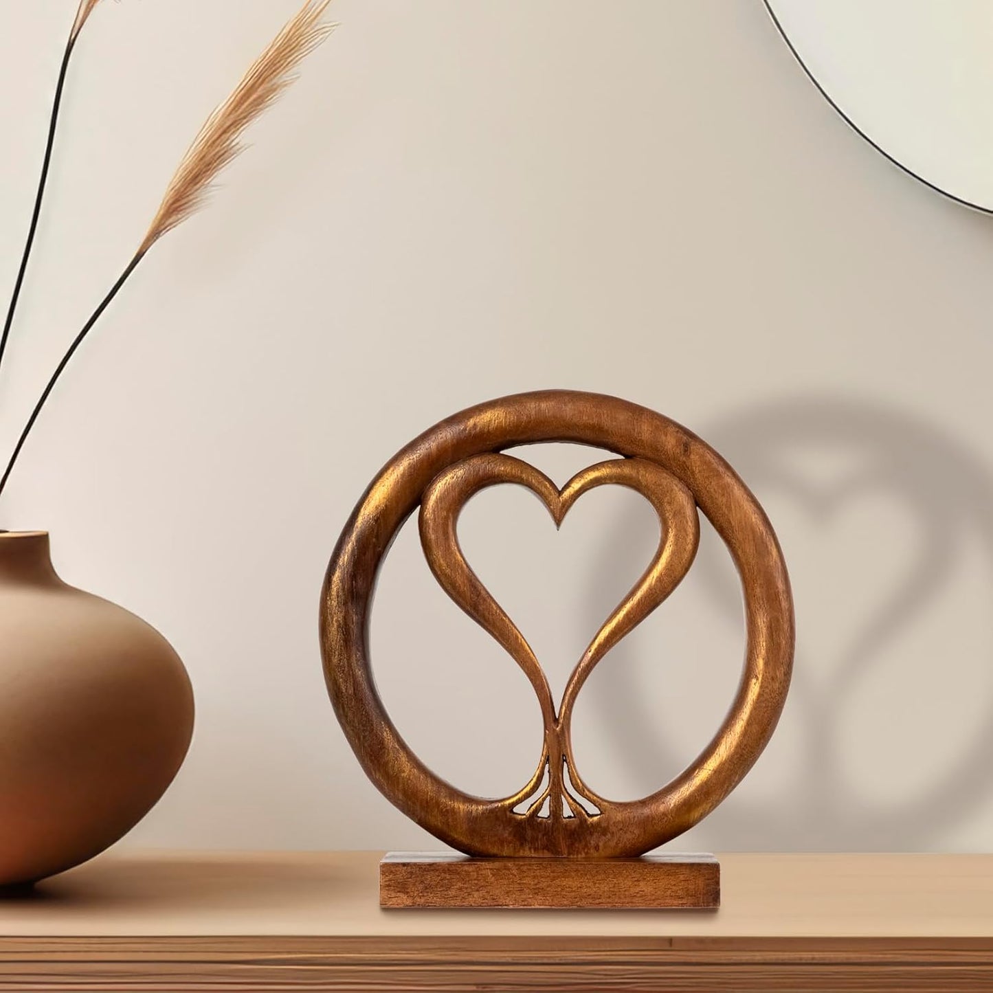 Decozen Gifts for Mom - Wooden Heart Sculpture - Mother's Day Birthday Gifts, Home, Office, Living