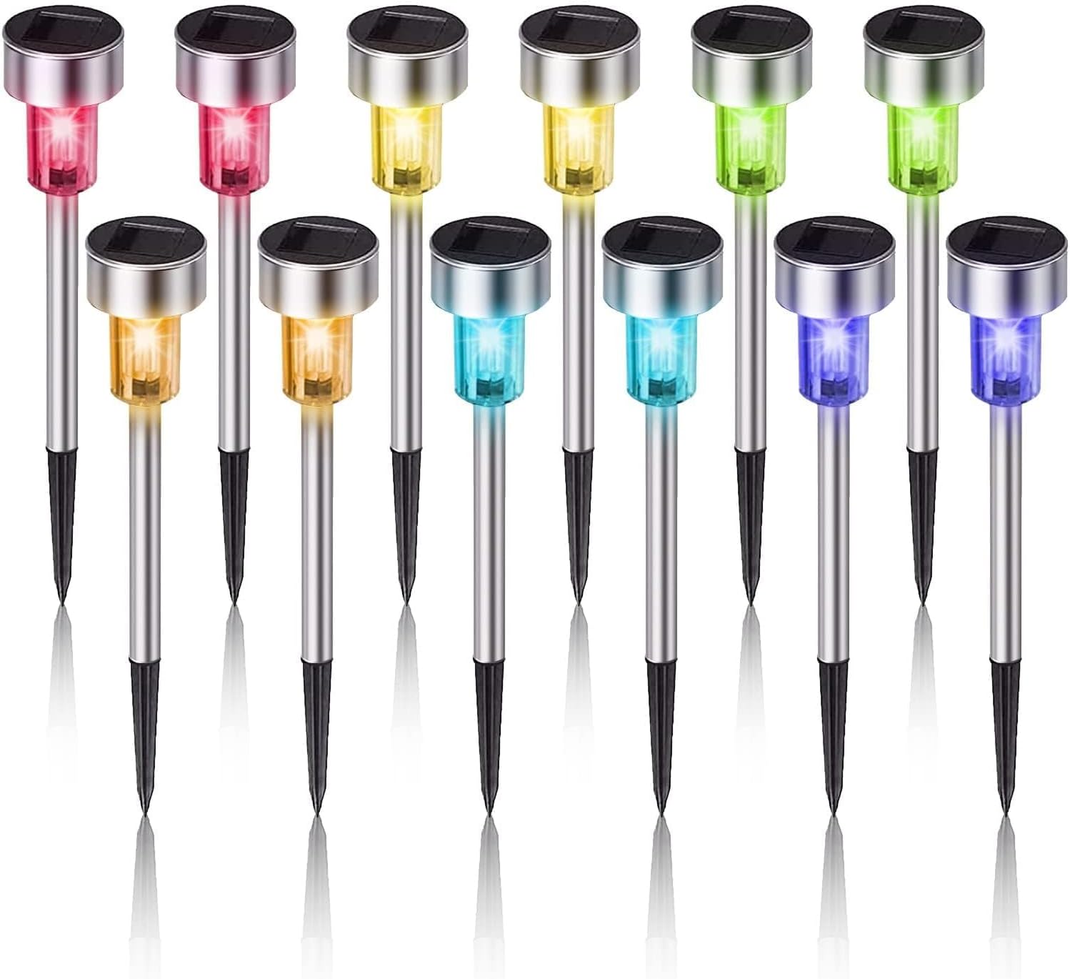Solar Lights Outdoor Waterproof, Stainless Steel LED Landscape Lighting, Solar Garden Lights Solar