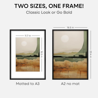 Homeforia A2 Black Wood Frame, High End Oak 16.5 x 23.4 Black Wooden Poster Frames Matted to 11.7
