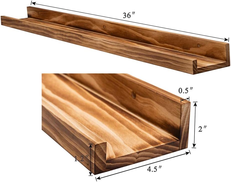 AZSKY Rustic Wood Floating Shelves for Nursery Books Long Wall Bookshelf Photo Picture Ledge Shelf