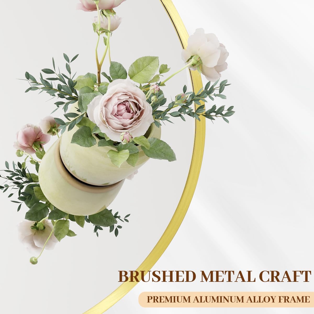 BEAUTYPEAK 24 Inch Round Mirror, Metal Frame Circle Mirror, Wall Mounted for Entryway, Bathroom